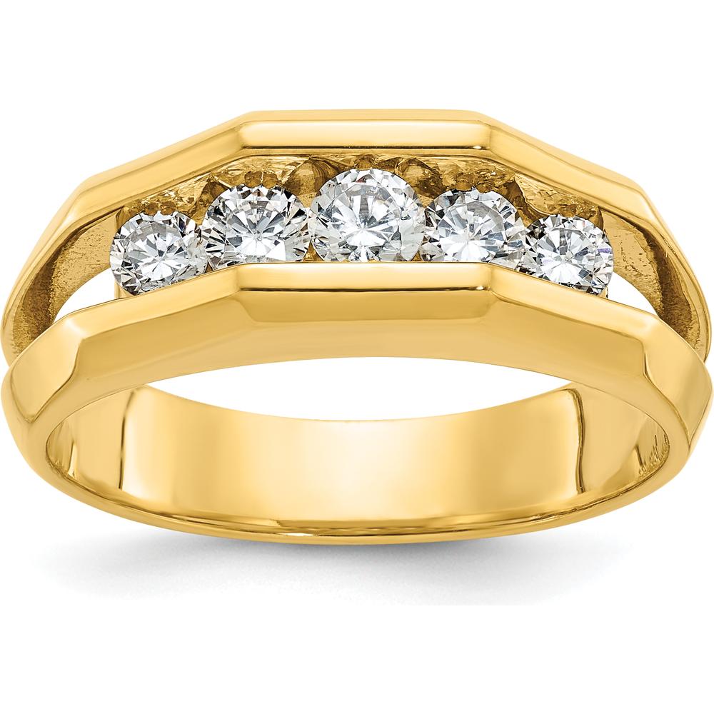 14K Yellow Gold 5-Stone Diamond Ring with Round Faceted Diamonds - 3/4 Carats Total Diamond Weight by IBGoodman