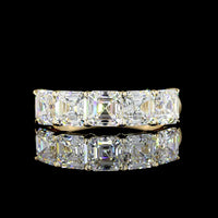 14K Yellow Gold 5-Stone Eternity Band with Asscher Cut Lab Diamonds - E-F VS1 Clarity, 3.03 Carat Total Weight - Covaloro Fine Jewelry