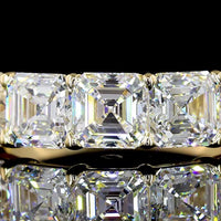 14K Yellow Gold 5-Stone Eternity Band with Asscher Cut Lab Diamonds - E-F VS1 Clarity, 3.03 Carat Total Weight - Covaloro Fine Jewelry