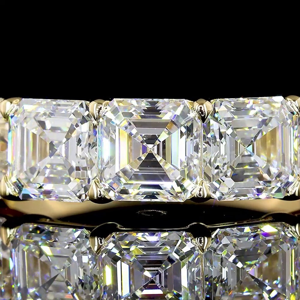 14K Yellow Gold 5-Stone Eternity Band with Asscher Cut Lab Diamonds - E-F VS1 Clarity, 3.03 Carat Total Weight - Covaloro Fine Jewelry