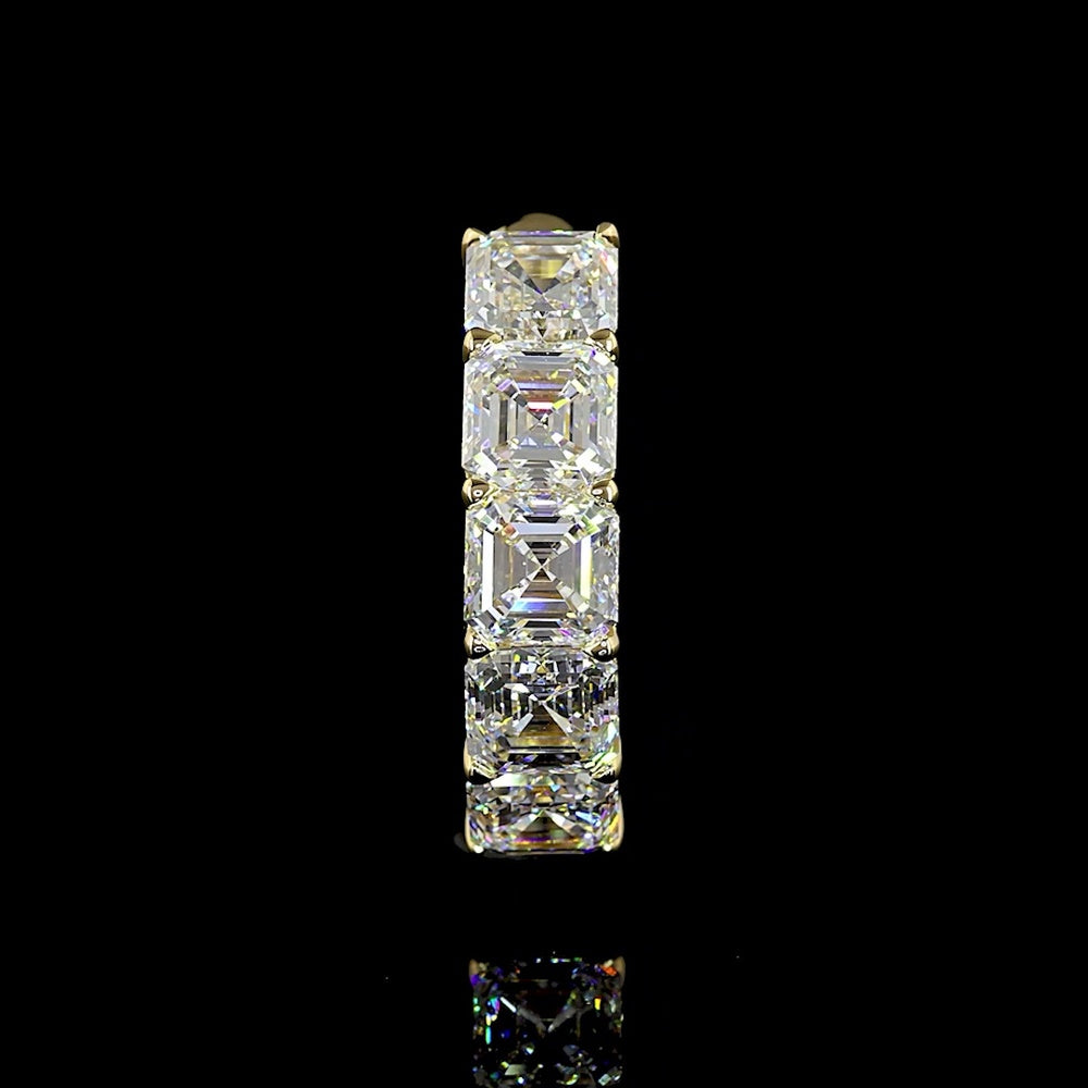 14K Yellow Gold 5-Stone Eternity Band with Asscher Cut Lab Diamonds - E-F VS1 Clarity, 3.03 Carat Total Weight - Covaloro Fine Jewelry