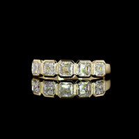14K Yellow Gold 5-Stone Eternity Band with Bezel Set Asscher Cut Lab Diamonds - 1.01 Carats Total Diamond Weight - Covaloro Fine Jewelry