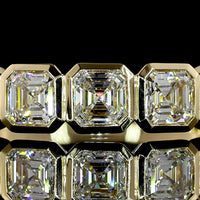 14K Yellow Gold 5-Stone Eternity Band with Bezel Set Asscher Cut Lab Diamonds - 1.01 Carats Total Diamond Weight - Covaloro Fine Jewelry