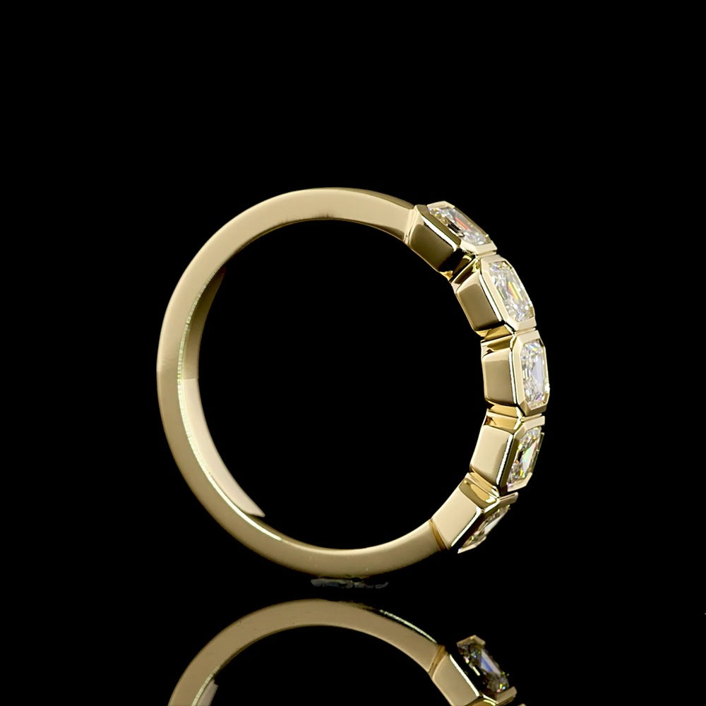 14K Yellow Gold 5-Stone Eternity Band with Bezel Set Asscher Cut Lab Diamonds - 1.01 Carats Total Diamond Weight - Covaloro Fine Jewelry