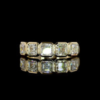 14K Yellow Gold 5-Stone Eternity Band with Bezel Set Asscher Cut Lab Diamonds - 2.12 Carat Total Weight - Covaloro Fine Jewelry