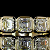 14K Yellow Gold 5-Stone Eternity Band with Bezel Set Asscher Cut Lab Diamonds - 2.12 Carat Total Weight - Covaloro Fine Jewelry