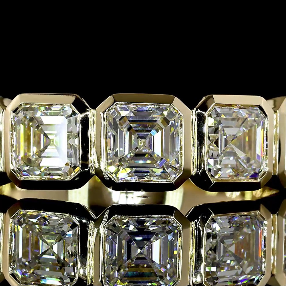 14K Yellow Gold 5-Stone Eternity Band with Bezel Set Asscher Cut Lab Diamonds - 2.12 Carat Total Weight - Covaloro Fine Jewelry