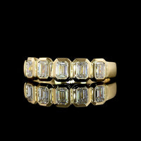 14K Yellow Gold 5-Stone Eternity Band with Bezel Set Emerald Cut Lab Diamonds - 1.90 Carats Total Diamond Weight - Covaloro Fine Jewelry