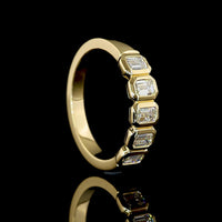 14K Yellow Gold 5-Stone Eternity Band with Bezel Set Emerald Cut Lab Diamonds - 1.90 Carats Total Diamond Weight - Covaloro Fine Jewelry