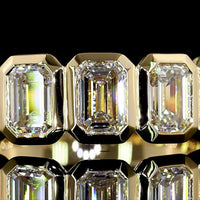 14K Yellow Gold 5-Stone Eternity Band with Bezel-Set Emerald Cut Lab Diamonds - 2.03 Carats Total Diamond Weight (10 Stones Total) - Covaloro Fine Jewelry