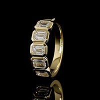 14K Yellow Gold 5-Stone Eternity Band with Bezel-Set Emerald Cut Lab Diamonds - 2.03 Carats Total Diamond Weight (10 Stones Total) - Covaloro Fine Jewelry