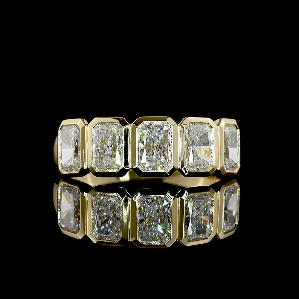 14K Yellow Gold 5-Stone Eternity Band with Bezel Set Radiant Cut Lab Diamonds - 2.09 Carat Total Weight - Covaloro Fine Jewelry