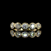 14K Yellow Gold 5-Stone Eternity Band with Bezel Set Round Lab Diamonds - 0.99 Carat Total Weight, E-F Color, VS1 Clarity - Covaloro Fine Jewelry