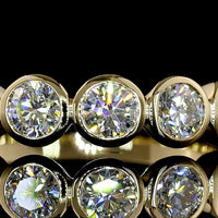 14K Yellow Gold 5-Stone Eternity Band with Bezel Set Round Lab Diamonds - 0.99 Carat Total Weight, E-F Color, VS1 Clarity - Covaloro Fine Jewelry