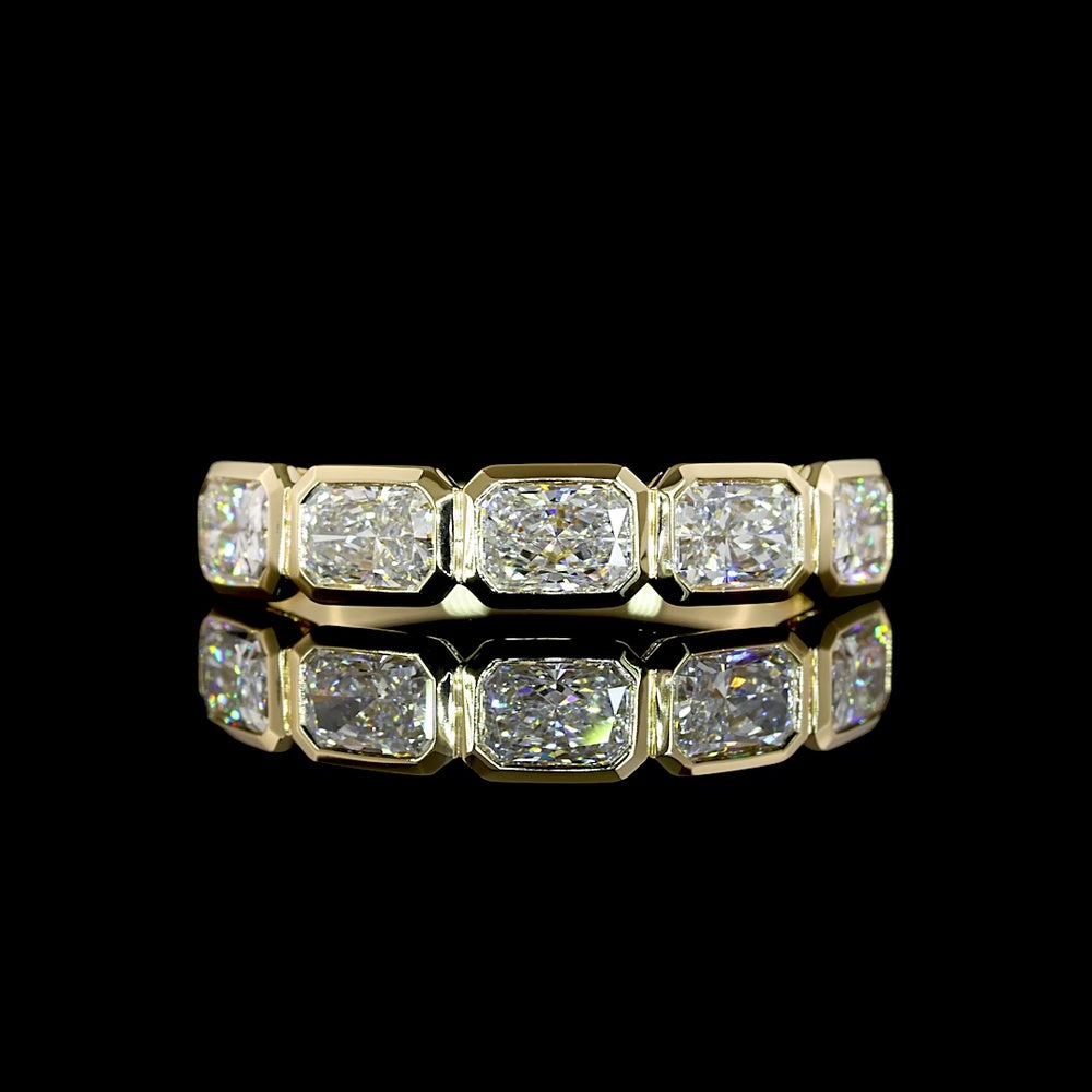14K Yellow Gold 5 Stone Eternity Band with East-West Bezel Set Radiant Cut Lab Diamonds - 1.43 Carats Total Diamond Weight - Covaloro Fine Jewelry