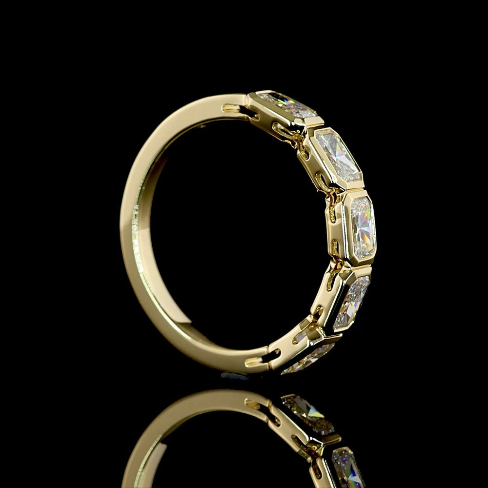 14K Yellow Gold 5 Stone Eternity Band with East-West Bezel Set Radiant Cut Lab Diamonds - 1.43 Carats Total Diamond Weight - Covaloro Fine Jewelry