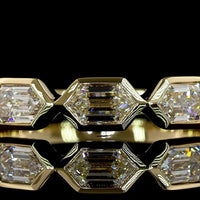 14K Yellow Gold 5-Stone Eternity Band with East-West Bezel Set Step Marquise Lab Diamonds - 1.26 Carats Total Diamond Weight - Covaloro Fine Jewelry
