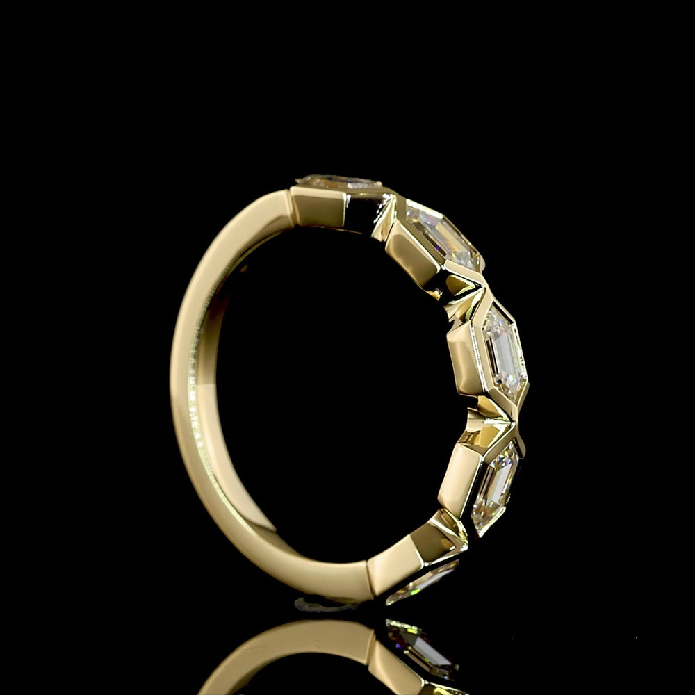 14K Yellow Gold 5-Stone Eternity Band with East-West Bezel Set Step Marquise Lab Diamonds - 1.26 Carats Total Diamond Weight - Covaloro Fine Jewelry