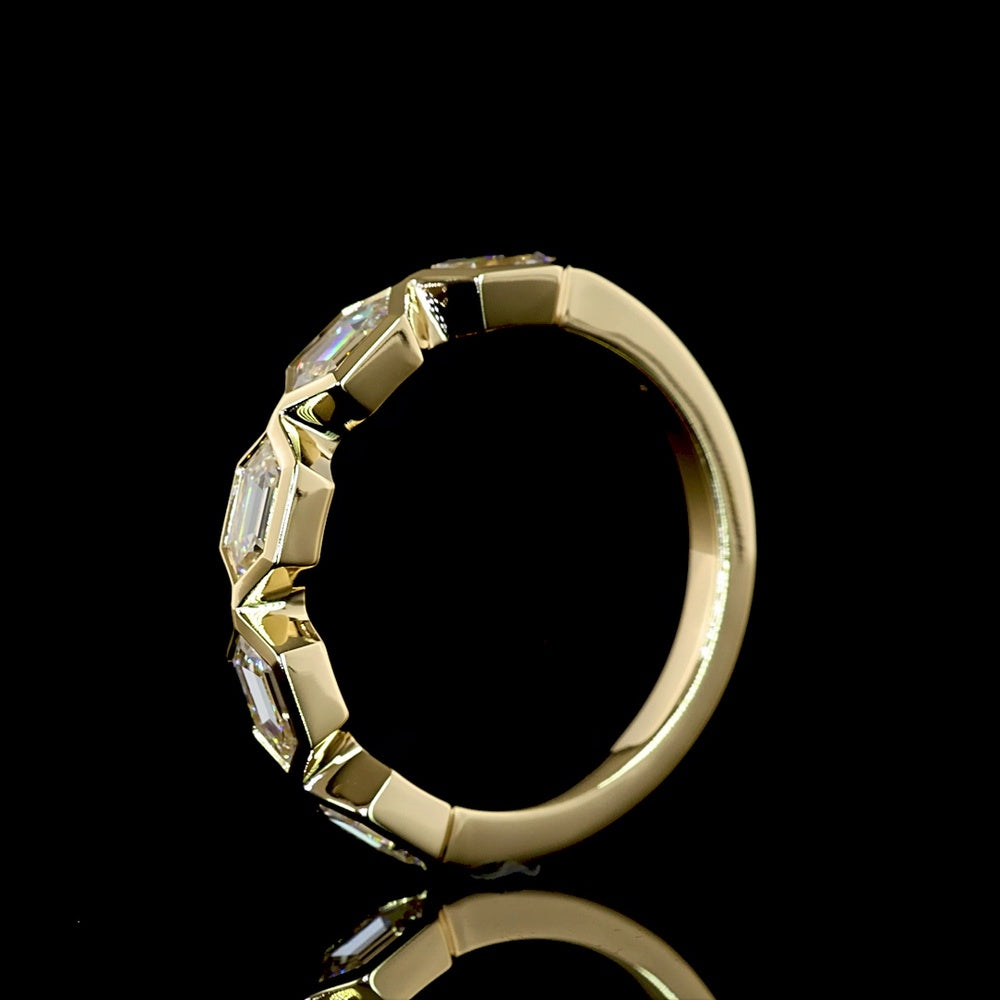 14K Yellow Gold 5-Stone Eternity Band with East-West Bezel Set Step Marquise Lab Diamonds - 1.26 Carats Total Diamond Weight - Covaloro Fine Jewelry