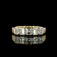 14K Yellow Gold 5-Stone Eternity Band with Half-Bezel Set Asscher Cut Lab Diamonds - 0.99 Carat Total Weight - Covaloro Fine Jewelry