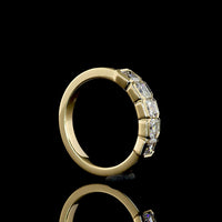 14K Yellow Gold 5-Stone Eternity Band with Half-Bezel Set Asscher Cut Lab Diamonds - 0.99 Carat Total Weight - Covaloro Fine Jewelry