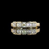 14K Yellow Gold 5-Stone Eternity Band with Half-Bezel Set Asscher Cut Lab Diamonds - 1.09 Carat Total Weight, E-F Color VS1 Clarity - Covaloro Fine Jewelry