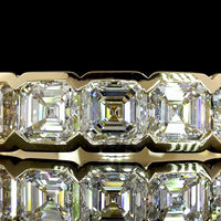 14K Yellow Gold 5-Stone Eternity Band with Half-Bezel Set Asscher Cut Lab Diamonds - 1.09 Carat Total Weight, E-F Color VS1 Clarity - Covaloro Fine Jewelry