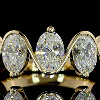 14K Yellow Gold 5-Stone Eternity Band with Half Bezel Set Oval Cut Lab Diamonds - 2.63 Carat Total Weight - Covaloro Fine Jewelry