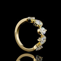 14K Yellow Gold 5-Stone Eternity Band with Half Bezel Set Oval Cut Lab Diamonds - 2.63 Carat Total Weight - Covaloro Fine Jewelry