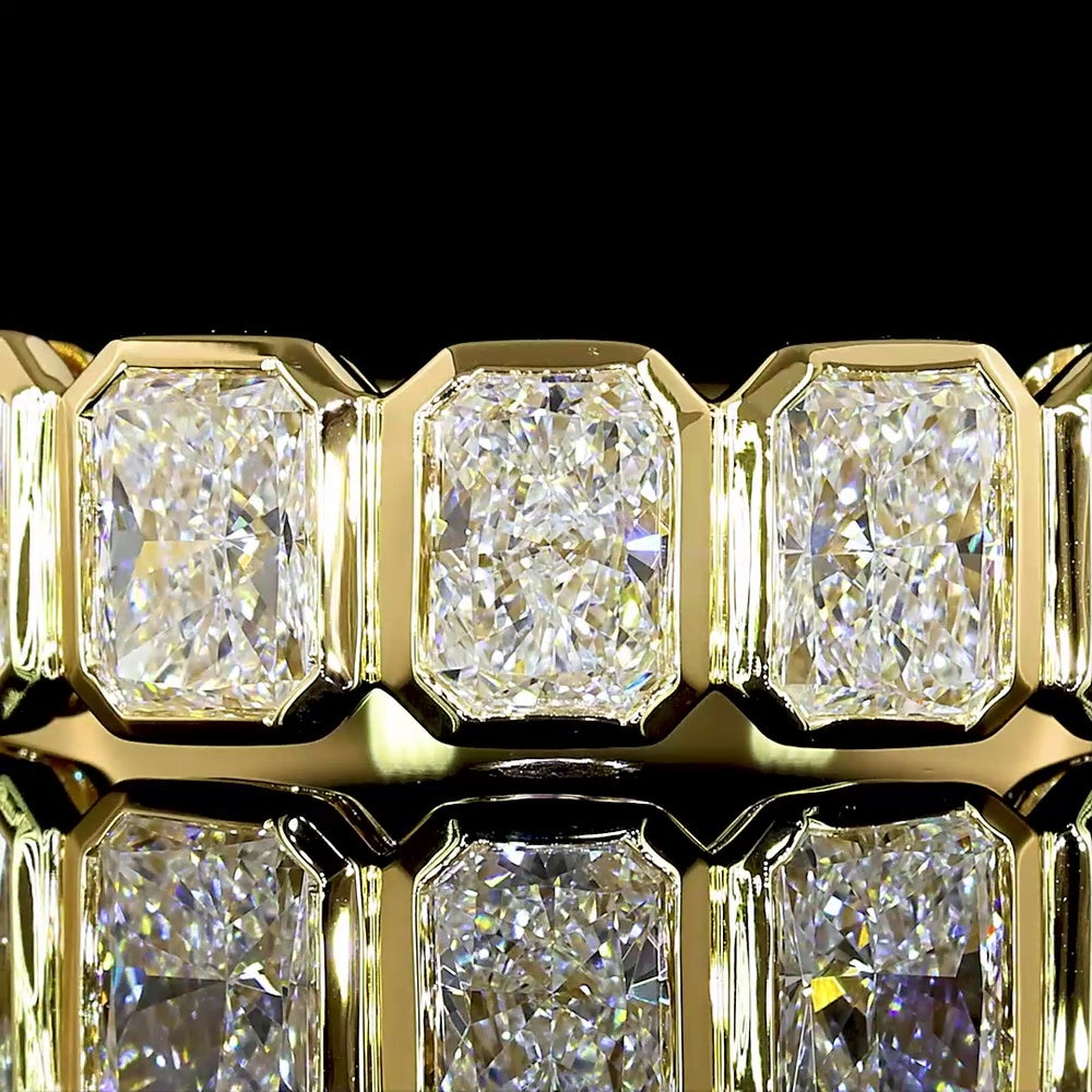 14K Yellow Gold 5-Stone Eternity Band with North-South Bezel Set Radiant Cut Lab Diamonds - 1.05 Carats Total Diamond Weight - Covaloro Fine Jewelry