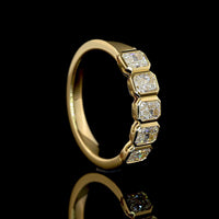 14K Yellow Gold 5-Stone Eternity Band with North-South Bezel Set Radiant Cut Lab Diamonds - 1.05 Carats Total Diamond Weight - Covaloro Fine Jewelry