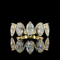 14K Yellow Gold 5-Stone Eternity Band with North-South Oval Cut Lab Diamonds - 2.60 Carats Total Diamond Weight - Covaloro Fine Jewelry
