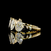 14K Yellow Gold 5-Stone Eternity Band with North-South Oval Cut Lab Diamonds - 2.60 Carats Total Diamond Weight - Covaloro Fine Jewelry