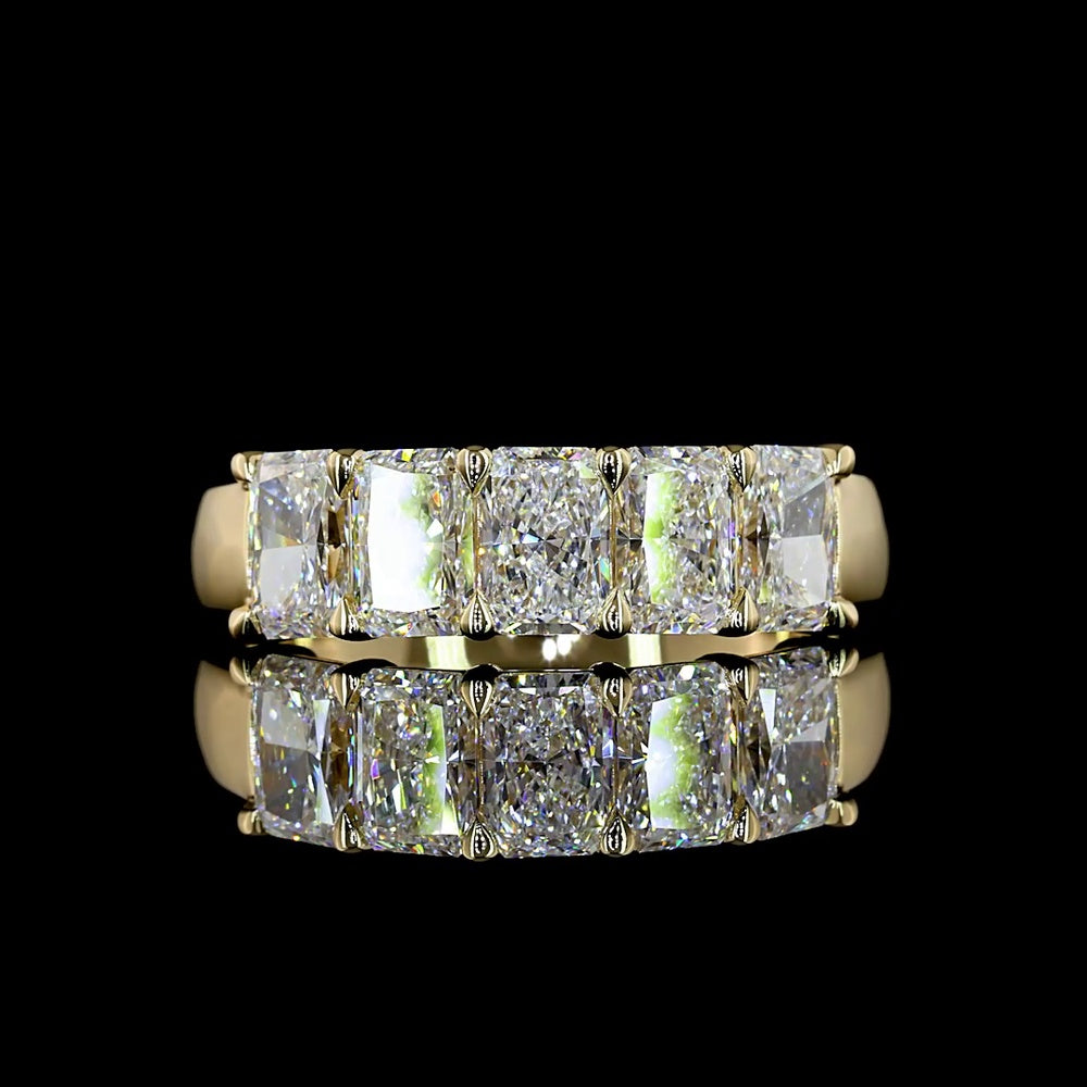 14K Yellow Gold 5-Stone Eternity Band with North-South Set Radiant Cut Lab Diamonds - 2.00 Carat Total Weight, E-F Color, VS Clarity - Covaloro Fine Jewelry