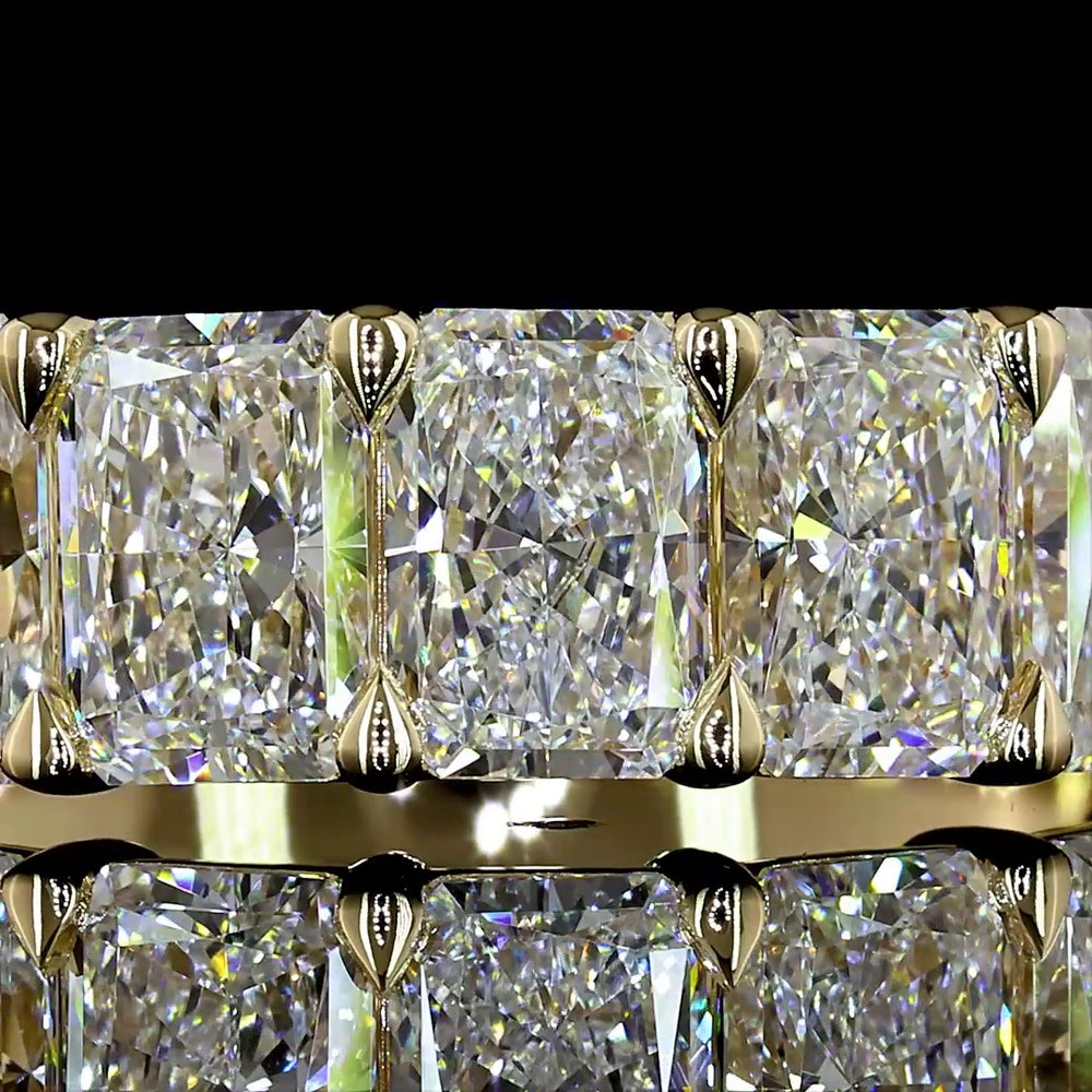14K Yellow Gold 5-Stone Eternity Band with North-South Set Radiant Cut Lab Diamonds - 2.00 Carat Total Weight, E-F Color, VS Clarity - Covaloro Fine Jewelry