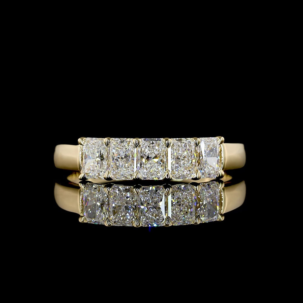 14K Yellow Gold 5-Stone Eternity Band with Radiant Cut Lab-Grown Diamonds - 1.00 Carat Total Weight, E-F Color VS Clarity - Covaloro Fine Jewelry