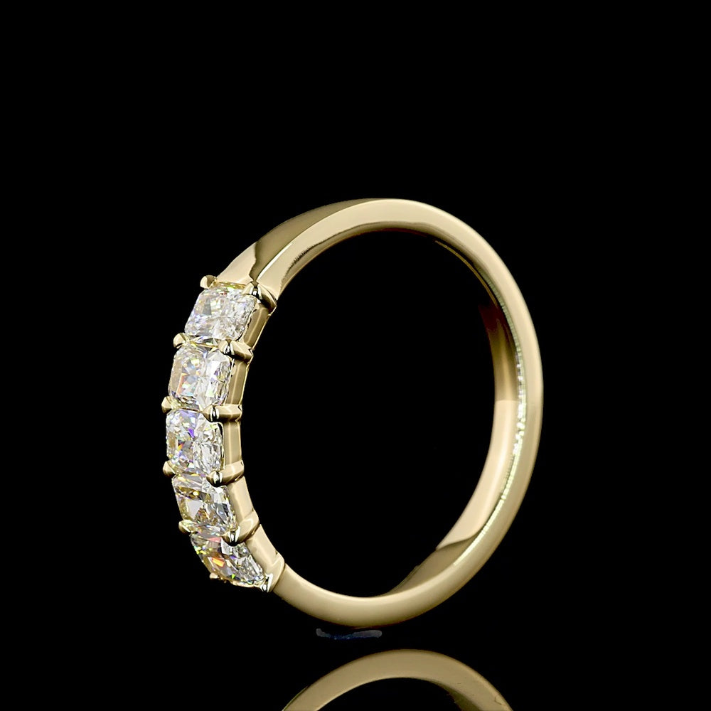 14K Yellow Gold 5-Stone Eternity Band with Radiant Cut Lab-Grown Diamonds - 1.00 Carat Total Weight, E-F Color VS Clarity - Covaloro Fine Jewelry