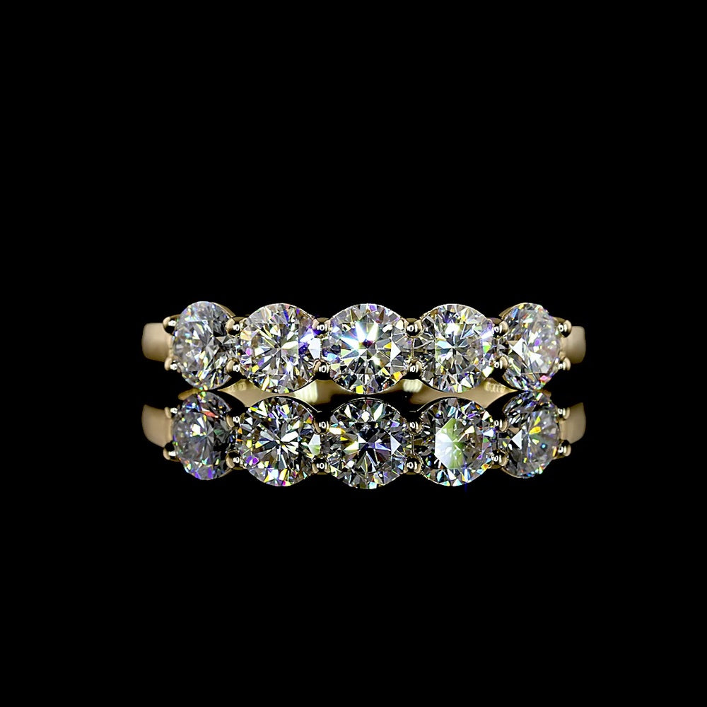 14K Yellow Gold 5-Stone Eternity Band with Round Brilliant Cut Lab Diamonds - 1.08 Carats Total Weight (E-F Color, VS1 Clarity) - Covaloro Fine Jewelry