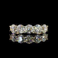 14K Yellow Gold 5-Stone Eternity Band with Round Cut Lab Diamonds - 2.05 Carat Total Weight - Covaloro Fine Jewelry