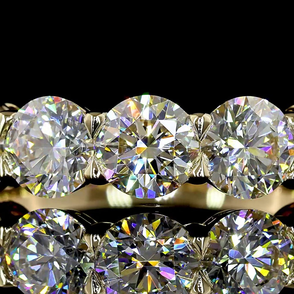 14K Yellow Gold 5-Stone Eternity Band with Round Cut Lab Diamonds - 2.05 Carat Total Weight - Covaloro Fine Jewelry