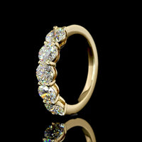 14K Yellow Gold 5-Stone Eternity Band with Round Cut Lab Diamonds - 2.05 Carat Total Weight - Covaloro Fine Jewelry