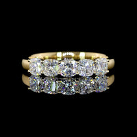 14K Yellow Gold 5-Stone Eternity Band with Square Cushion Brilliant Cut Lab Diamonds - 1.04 Carats Total Diamond Weight - Covaloro Fine Jewelry