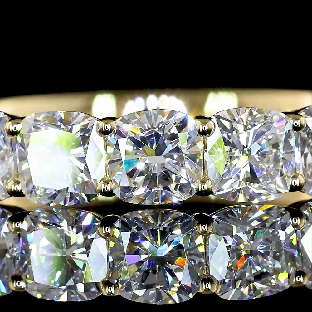 14K Yellow Gold 5-Stone Eternity Band with Square Cushion Brilliant Cut Lab Diamonds - 1.04 Carats Total Diamond Weight - Covaloro Fine Jewelry