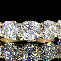 14K Yellow Gold 5-Stone Eternity Band with Square Cushion Brilliant Cut Lab Diamonds - 4.04 Carat Total Weight - Covaloro Fine Jewelry