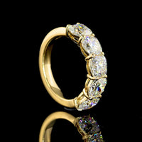 14K Yellow Gold 5-Stone Eternity Band with Square Cushion Brilliant Cut Lab Diamonds - 4.04 Carat Total Weight - Covaloro Fine Jewelry