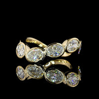 14K Yellow Gold 5-Stone Inclined Bezel Set Oval Lab Diamond Eternity Band - 2.11 Carat Total Weight - Covaloro Fine Jewelry
