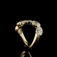 14K Yellow Gold 5-Stone Inclined Bezel Set Oval Lab Diamond Eternity Band - 2.11 Carat Total Weight - Covaloro Fine Jewelry