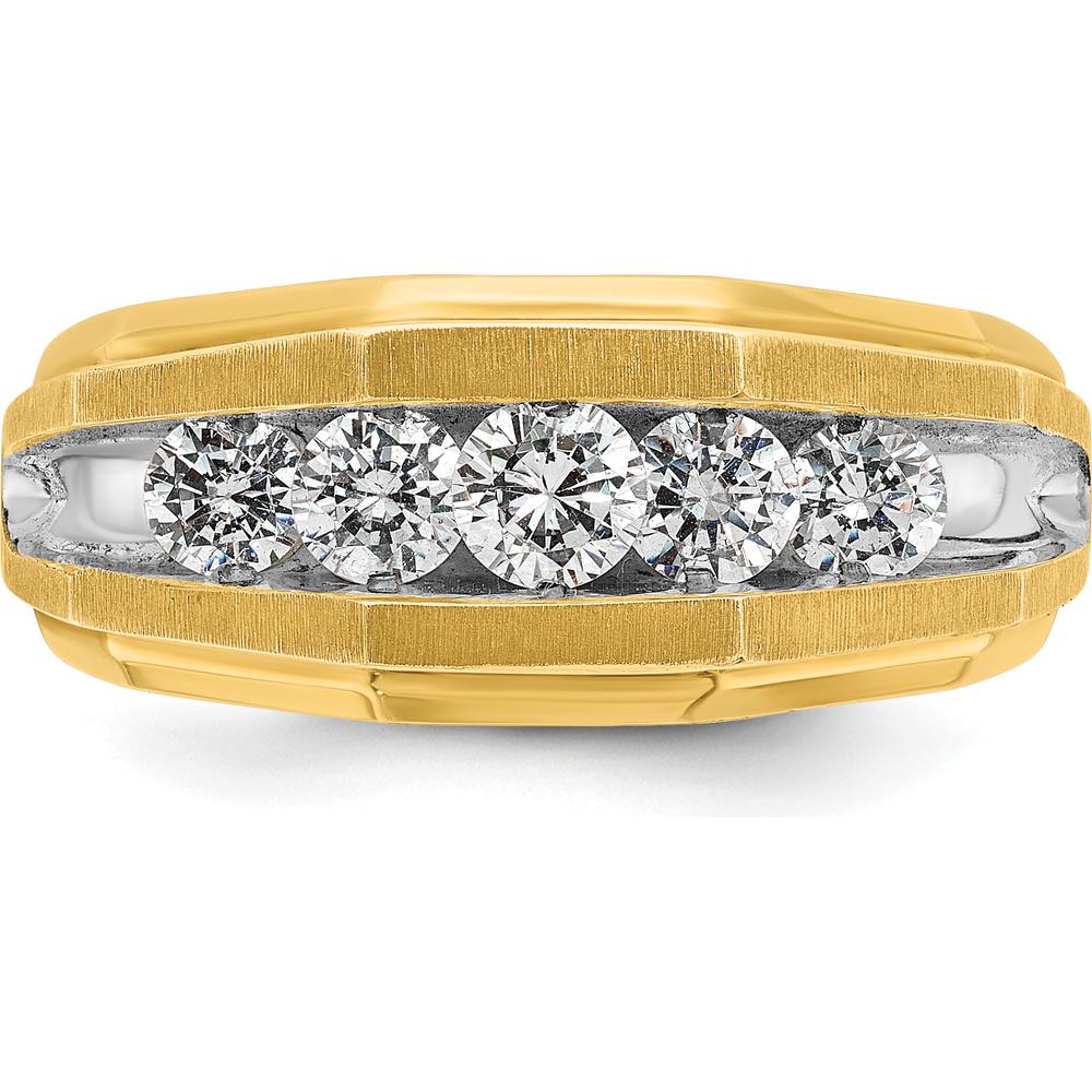 14K Yellow Gold 5-Stone Men's Polished and Satin Diamond Ring Mounting - Ideal for Custom Stones by IBGoodman