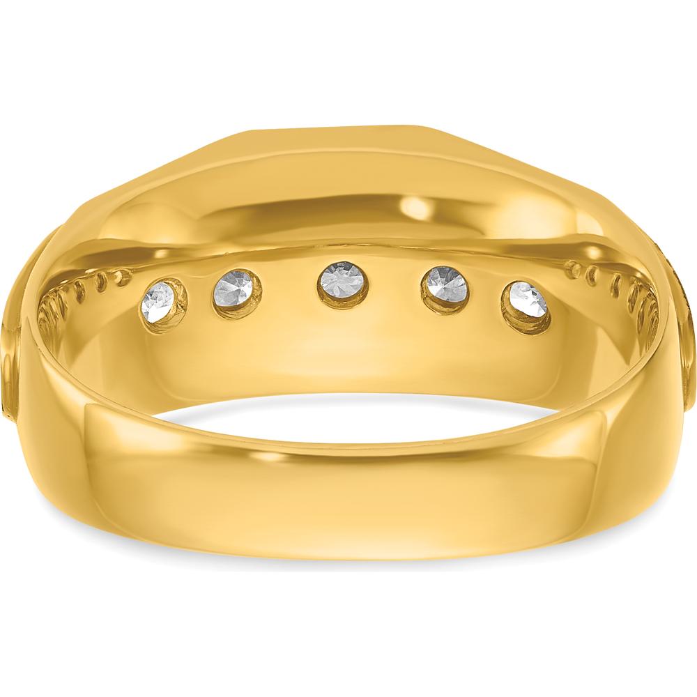 14K Yellow Gold 5-Stone Men's Polished and Satin Diamond Ring Mounting - Ideal for Custom Stones by IBGoodman