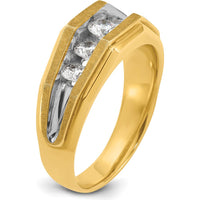 14K Yellow Gold 5-Stone Men's Polished and Satin Diamond Ring Mounting - Ideal for Custom Stones by IBGoodman